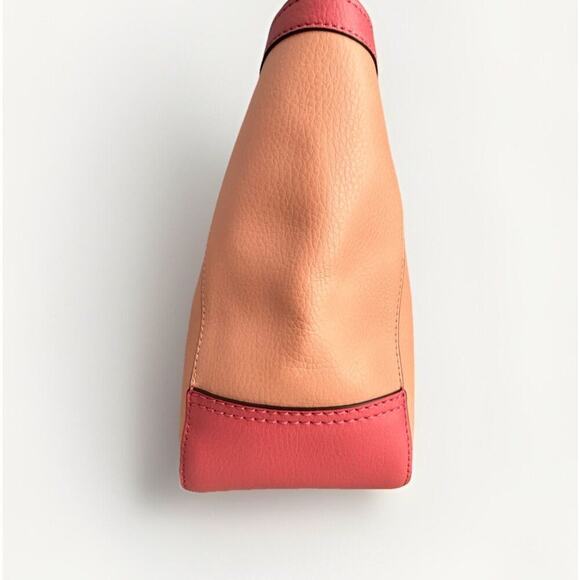 New Coach Leather Tote 27 Bag Pink Peach Blush C5775 Horse Carriage Colorblock - Picture 12 of 16